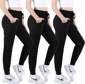 3 Pack: Women's Ultra-Soft Lounge Joggers Sweatpants Athletic Yoga Pants with Pockets