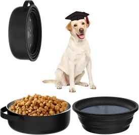 40 Oz Travel Dog Bowls with Lid 2in1 BPA-Free Collapsible Dog Water Bowl, Stainless Steel Dog Food Bowl, Portable Dog Bowls Leakproof - Dog Trip Camping Travel Essentials
