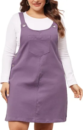 Agnes Orinda Plus Size Women's Denim Overalls Dress Suspenders Skirt Jumper Dresses 2025 Jean Overall Bib Dress