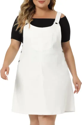 Agnes Orinda Plus Size Women's Denim Overalls Dress Suspenders Skirt Jumper Dresses 2025 Jean Overall Bib Dress