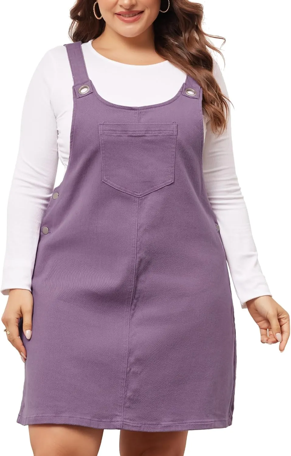 Agnes Orinda Plus Size Women's Denim Overalls Dress Suspenders Skirt Jumper Dresses 2025 Jean Overall Bib Dress