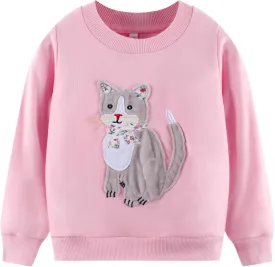 Akyzic Little Girls Sweatshirts Cotton Long Sleeve Crewneck Pullover Toddler Kids Winter Warm Shirt Sweater Tops 2t-8t