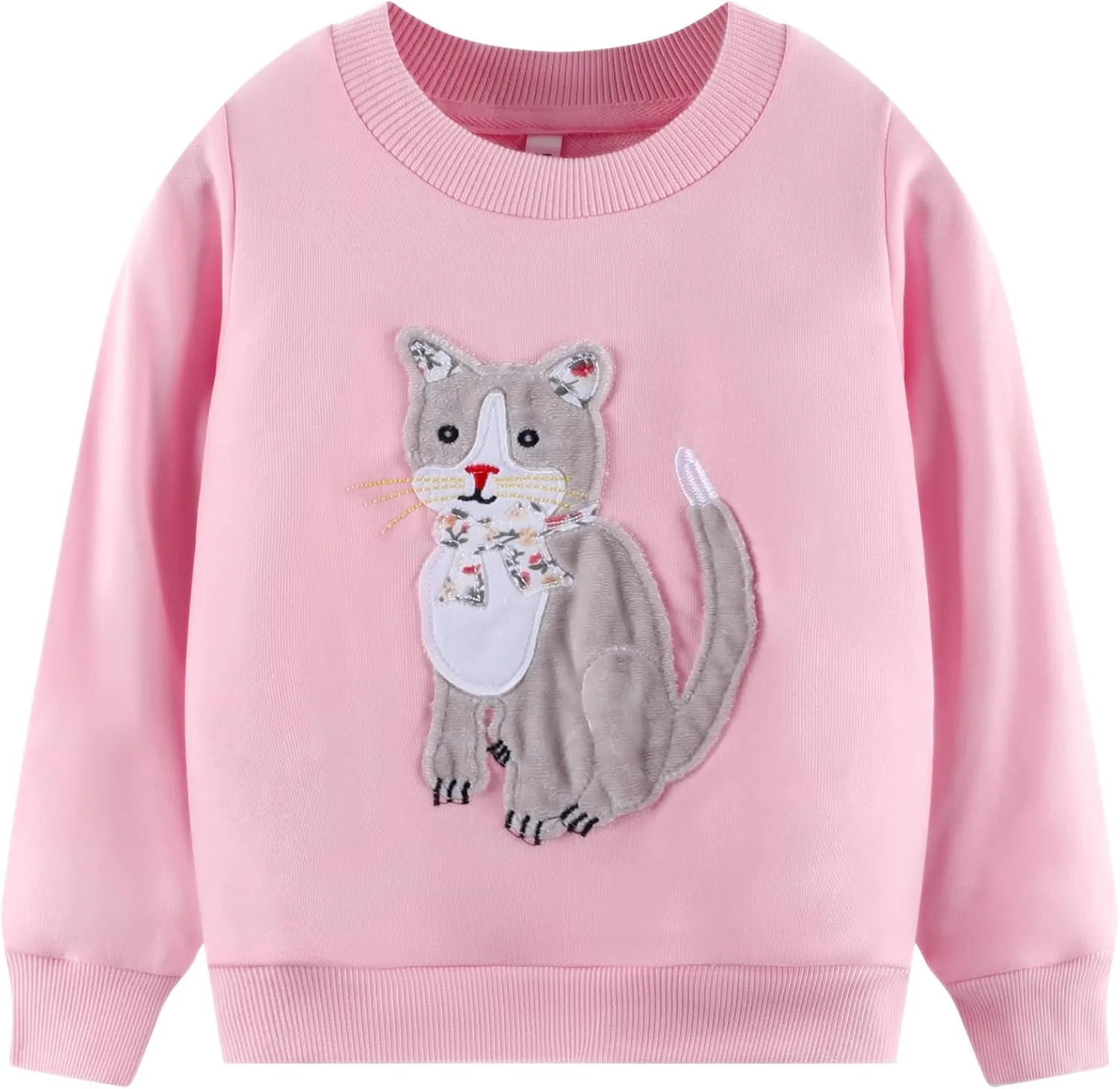 Akyzic Little Girls Sweatshirts Cotton Long Sleeve Crewneck Pullover Toddler Kids Winter Warm Shirt Sweater Tops 2t-8t