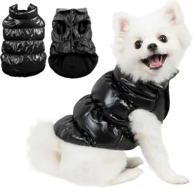 AOFITEE Dog Coat, Waterproof Dog Jacket, Winter Coats for Small Dogs, Windproof Dogs Puffer Jacket, Fleece Pet Snowsuit Puffer Vest with Snap Closure, Cold Weather Coats for Boy Girl Puppy, Black, S