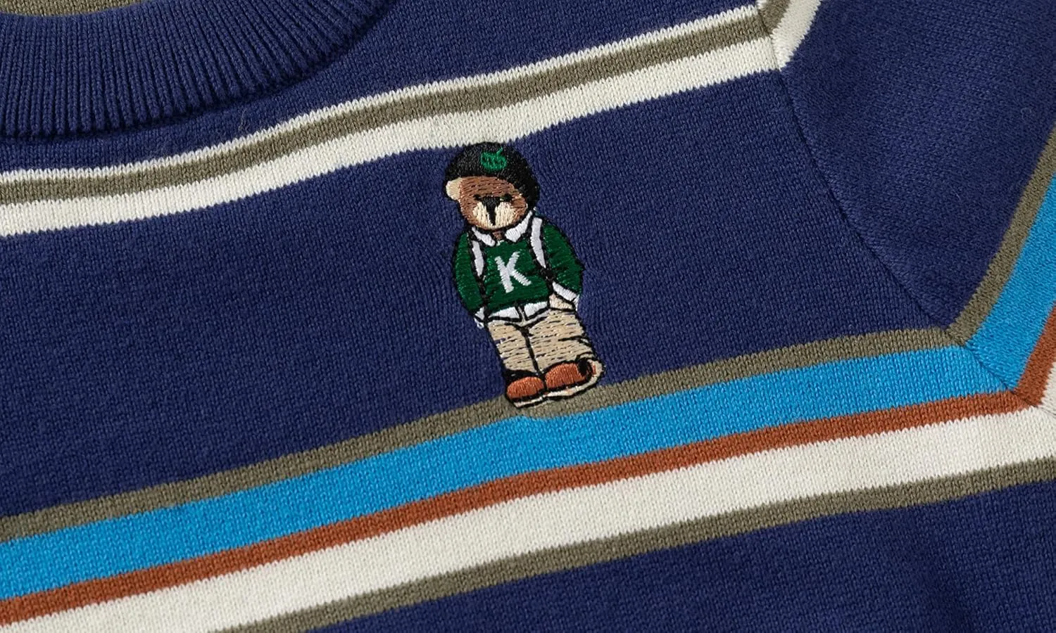 Baby Boys Knit Sweater Round Striped Cotton Cartoon Animal Pullover Sweatshirt