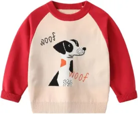 Baby Boys Knit Sweater Round Striped Cotton Cartoon Animal Pullover Sweatshirt