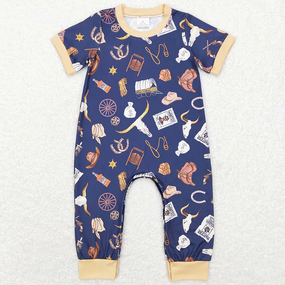 Baby Boys Rompers Cow Print Western Rompers SR0187