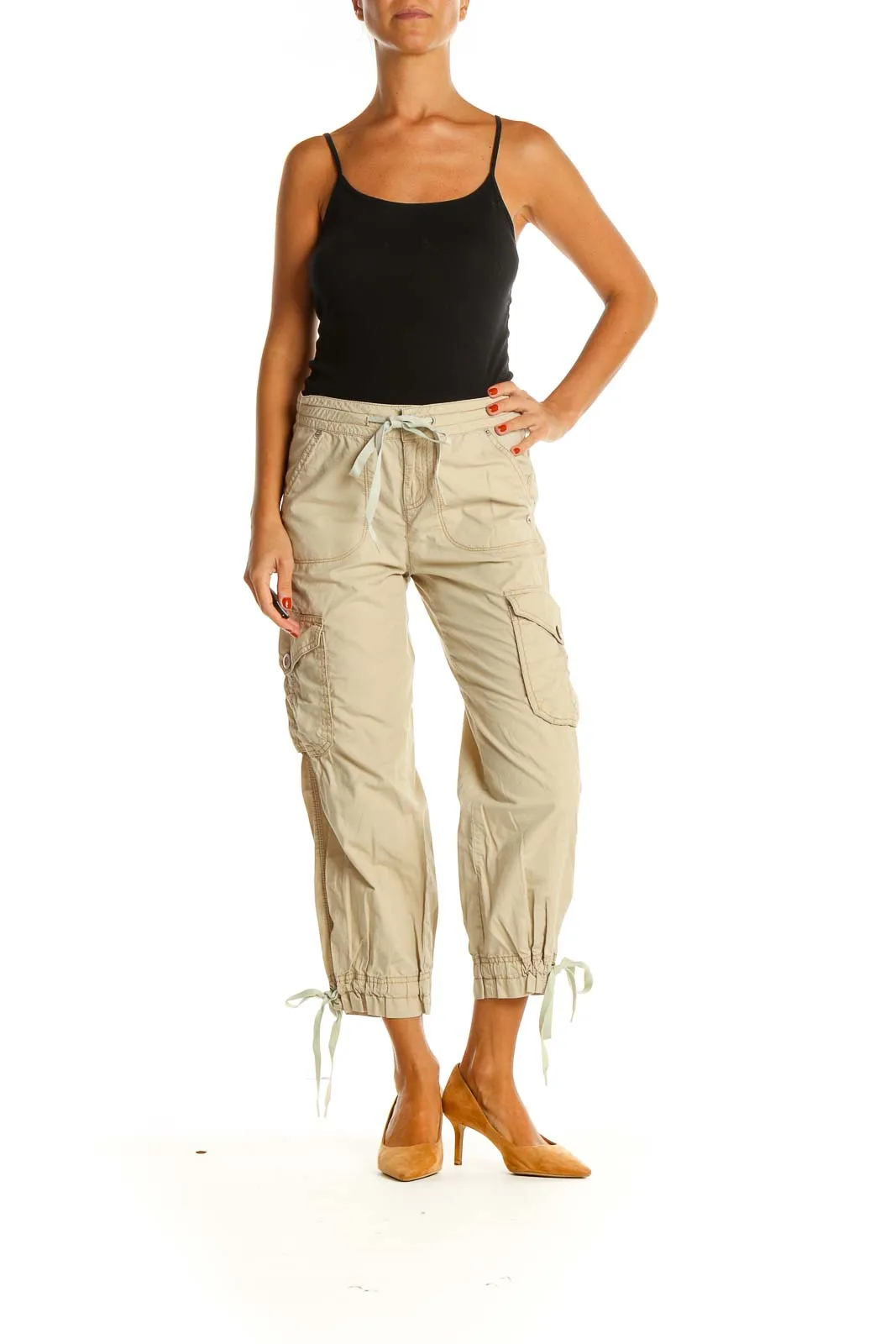 Beige Casual Cargos Pants