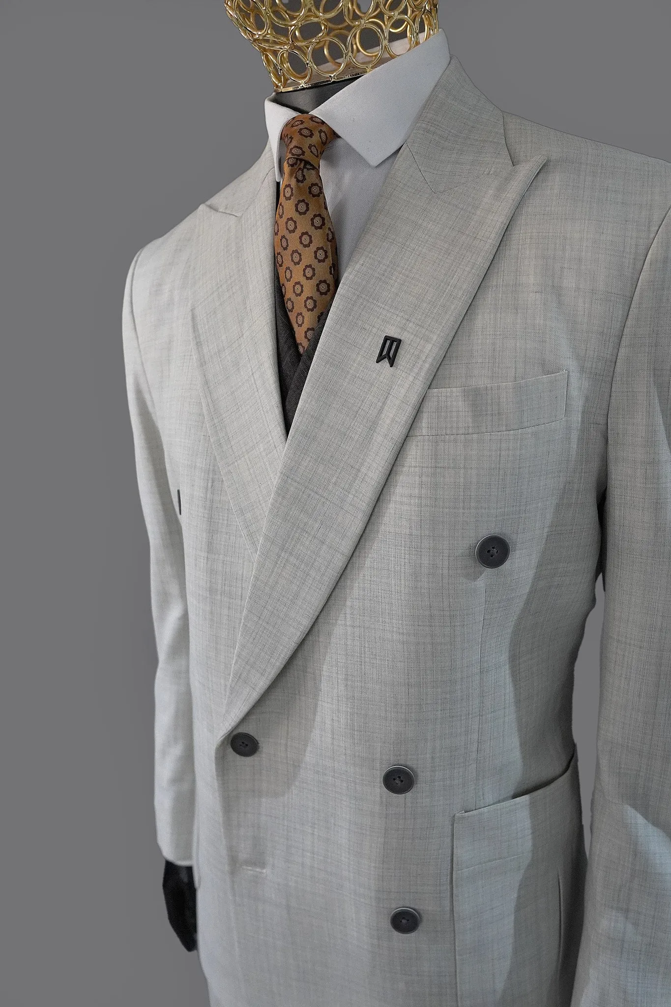 Beige Double Breasted Irish three Piece Suit