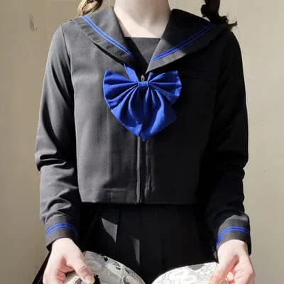 Black Blue JK sailor girl school uniform set