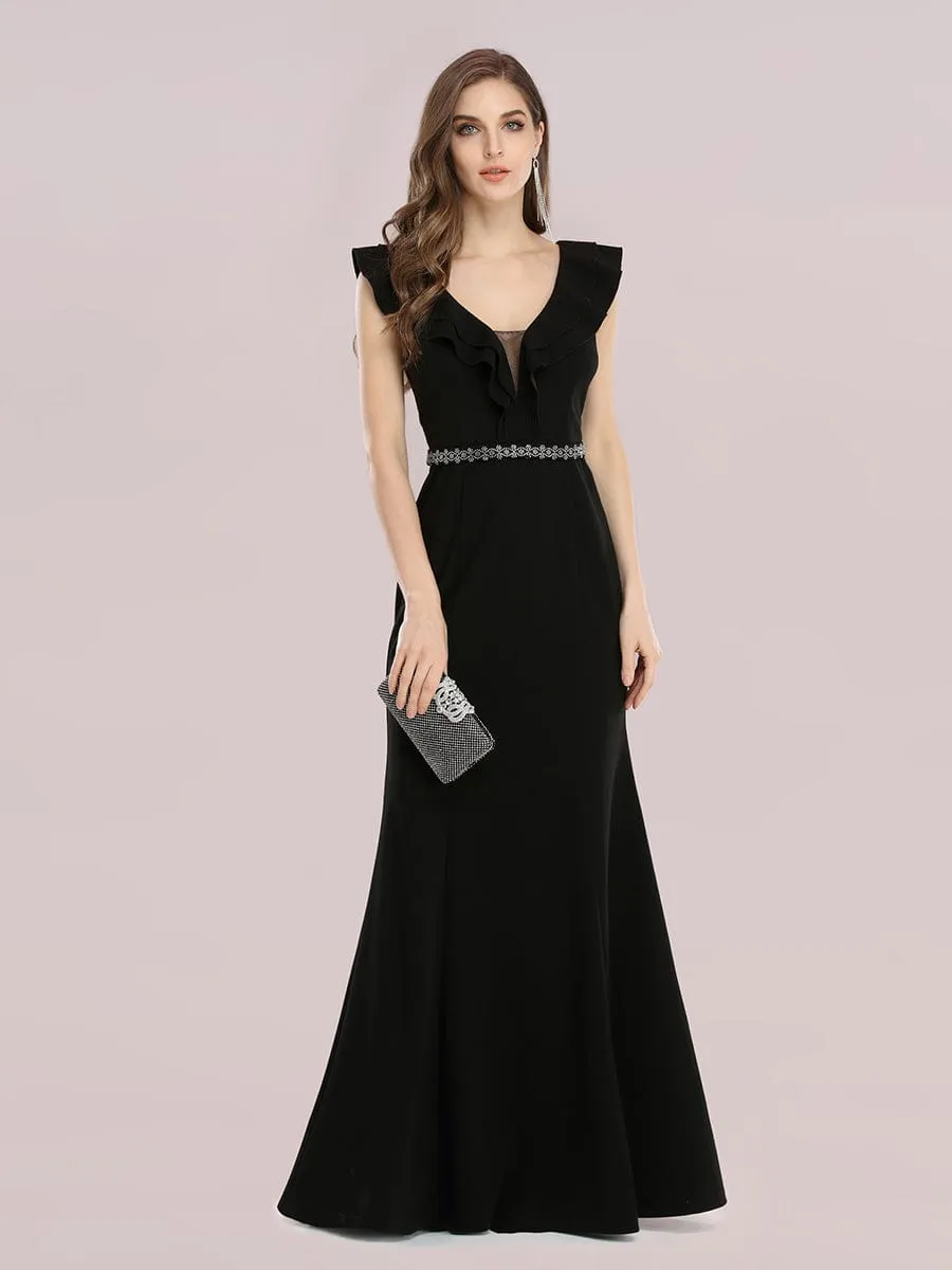 Black Mini Dress with Pearl Buttons