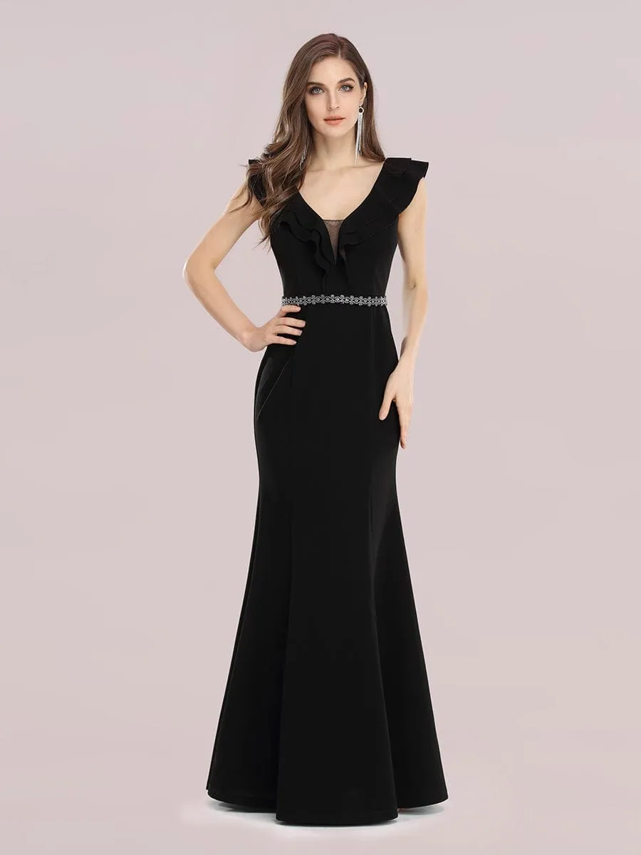 Black Mini Dress with Pearl Buttons