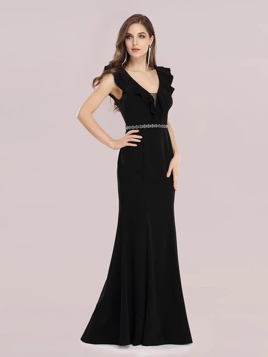 Black Mini Dress with Pearl Buttons