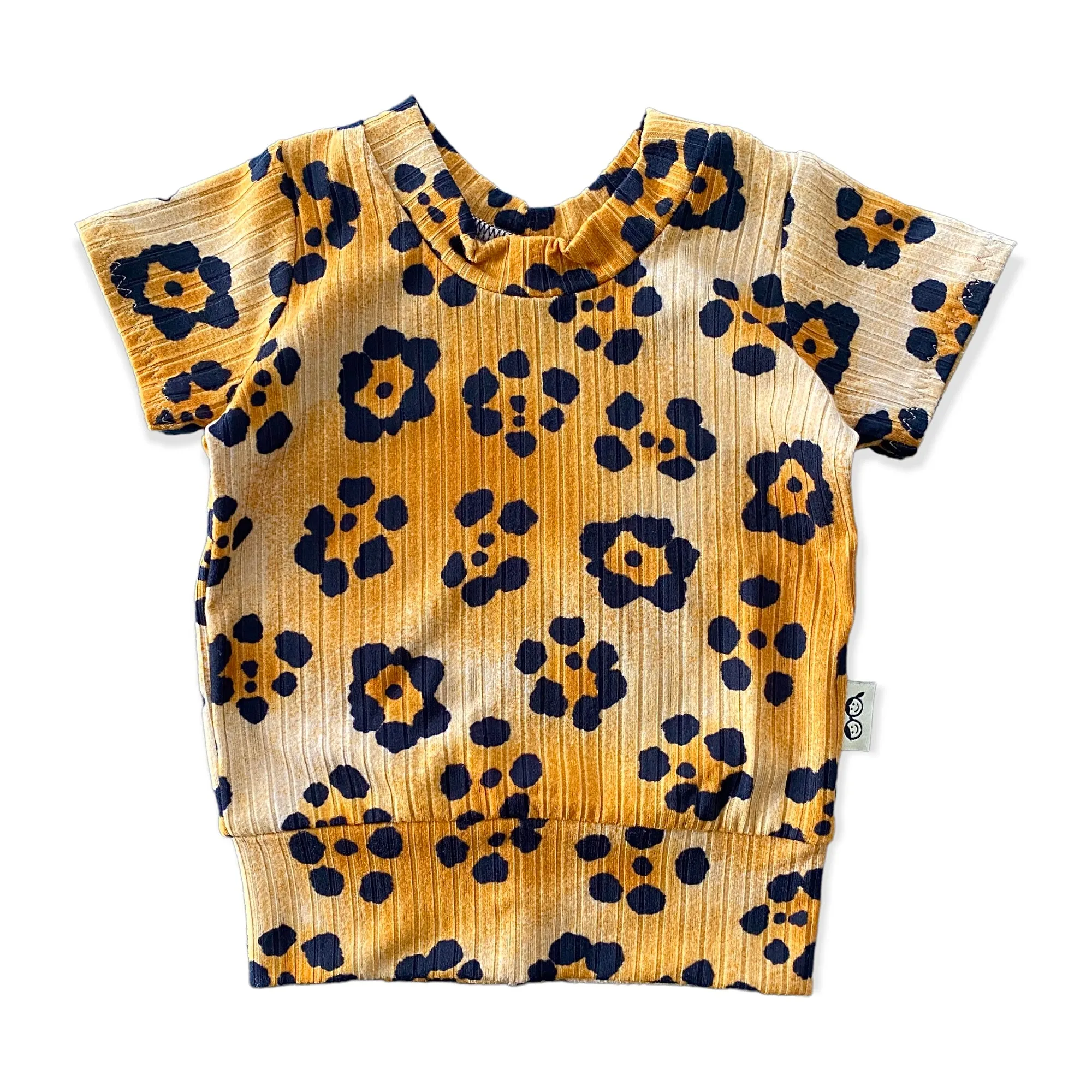 Brown Cheetah Flowers Ribbed Summer Lounge Set