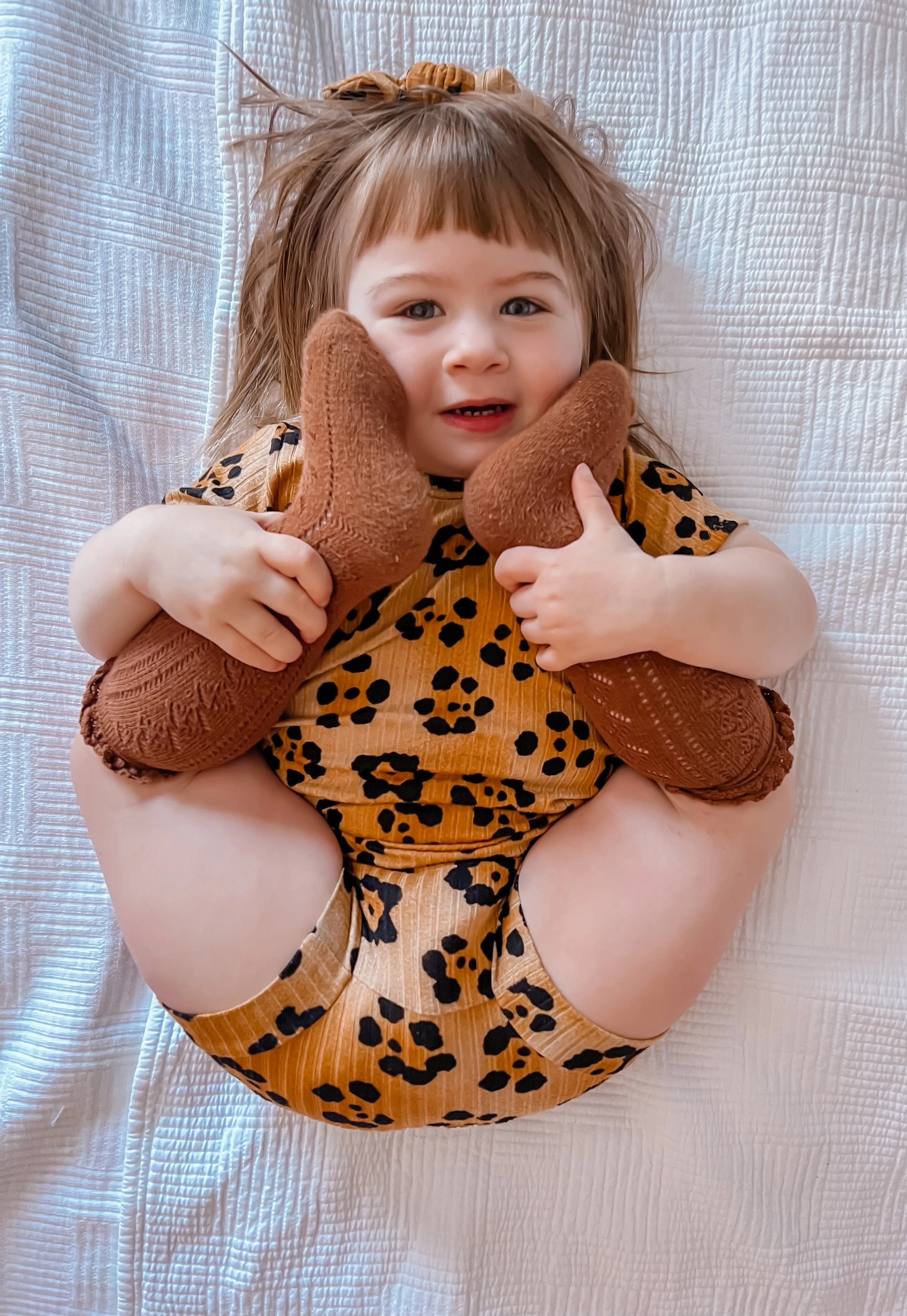 Brown Cheetah Flowers Ribbed Summer Lounge Set
