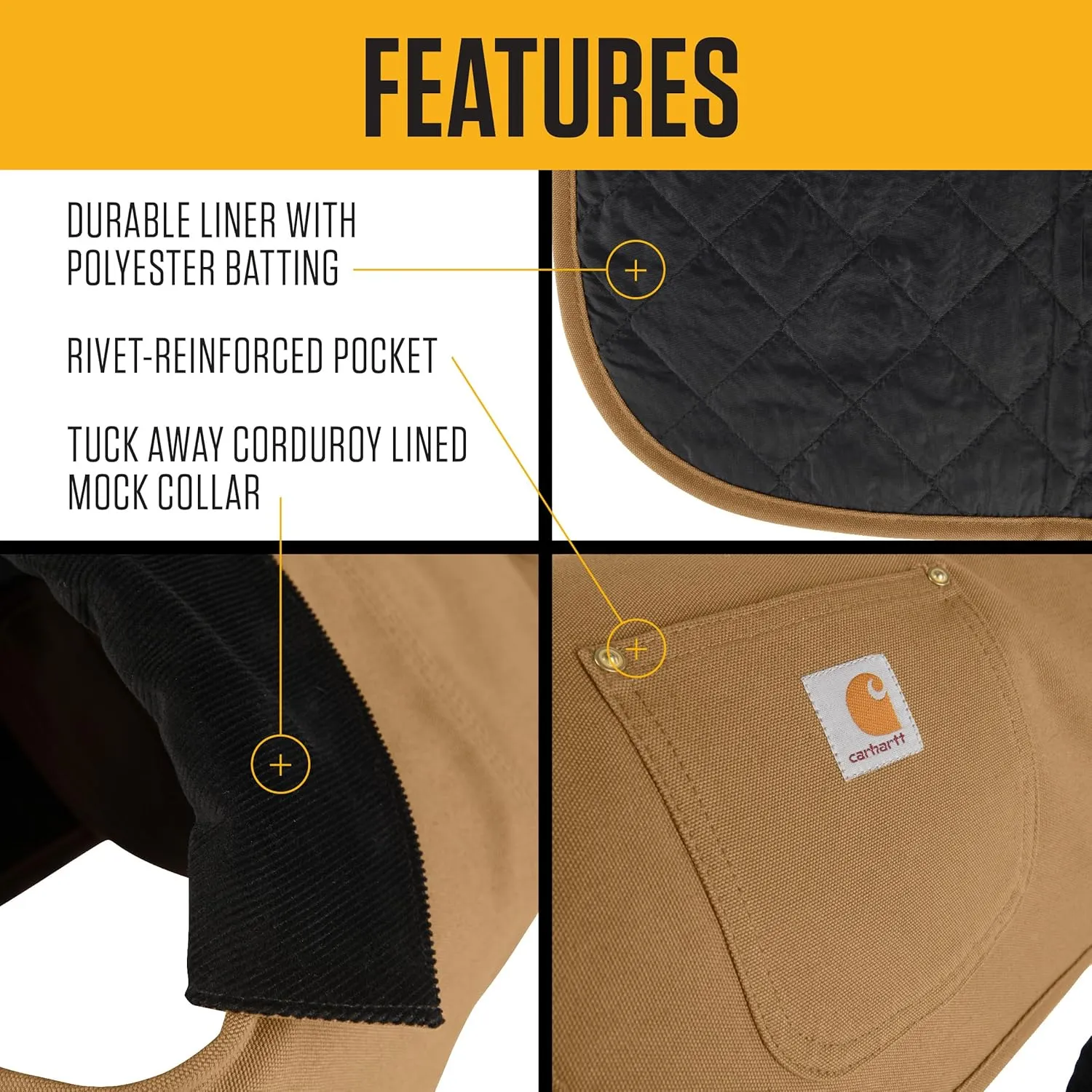 Carhartt Firm Duck Insulated Dog Chore Coat, Durable Weather Resistant Jacket for Cold and Windy Conditions, PFAS Free (Black), Medium