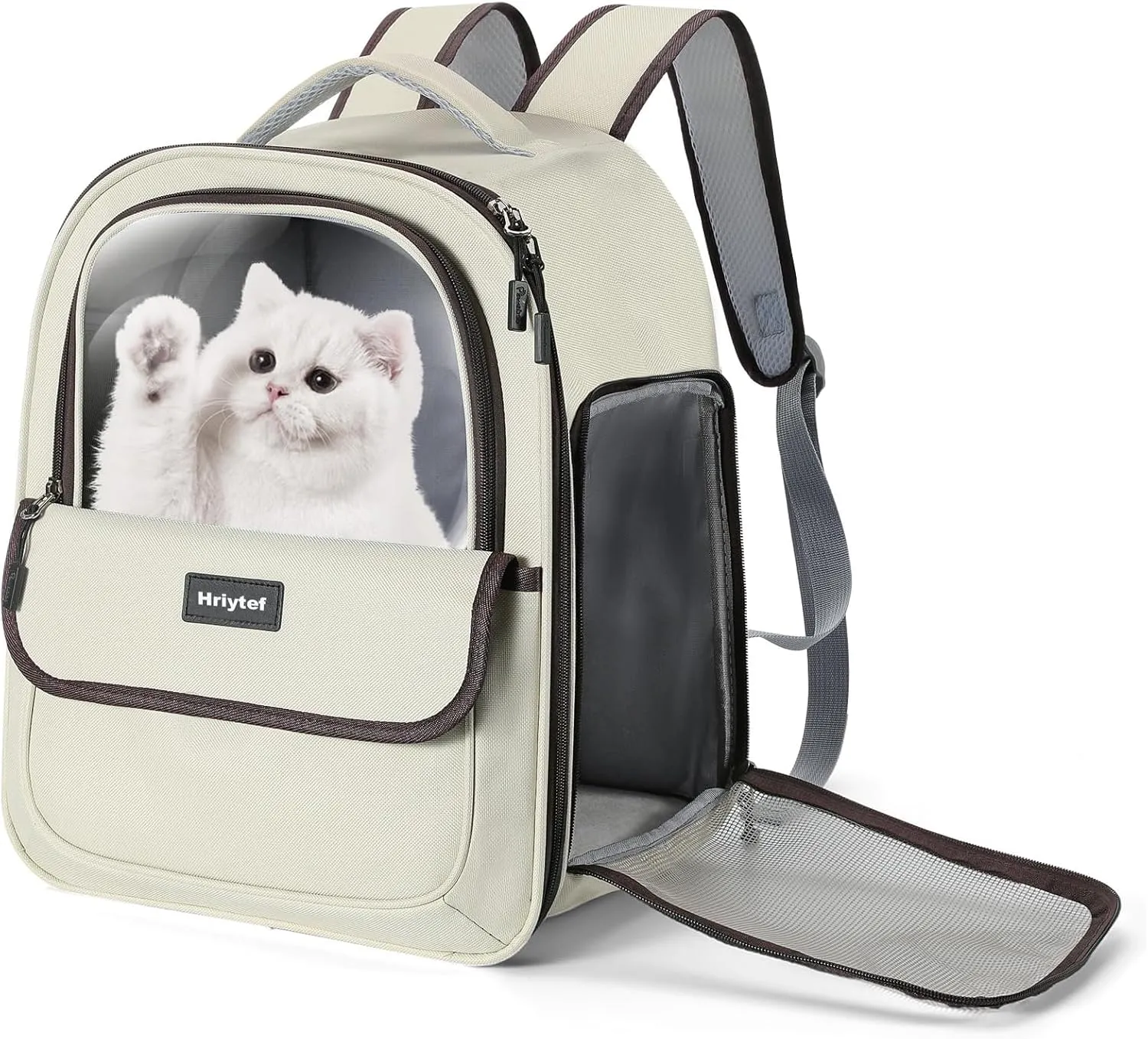 Cat Carrier Backpack, Bubble Backpack with Transparent PVC, Small Dog Carrier for Travel, Hiking, Outdoor, Airline Approved, Grey