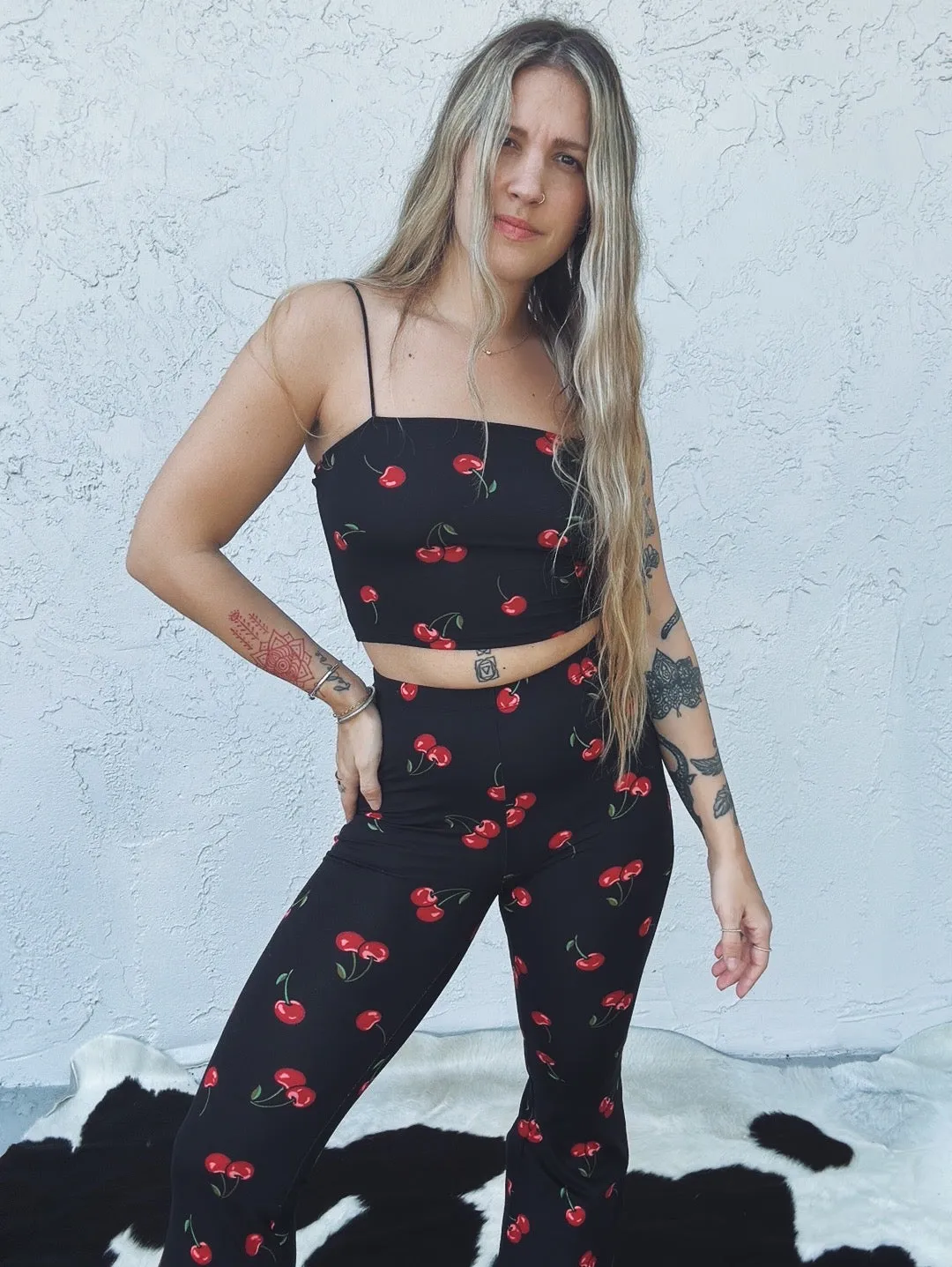 Cherry On Top Cherry Print Crop Top