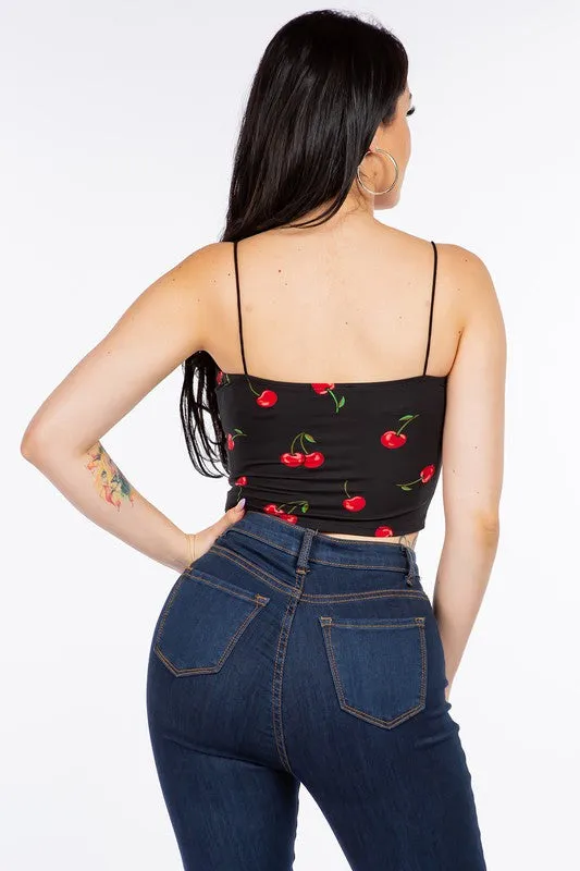 Cherry On Top Cherry Print Crop Top