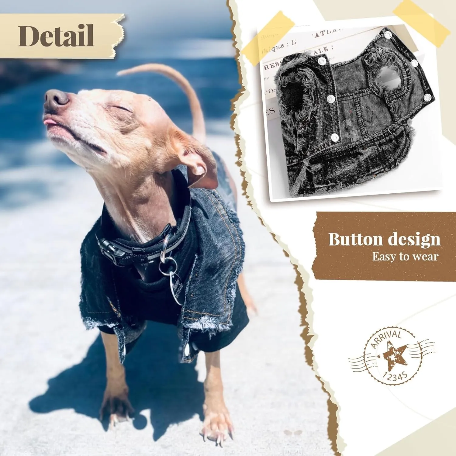 Cool Black Dog Jean Jacket Small Pet Outfits Dog Clothes for Small Medium Dogs Cats Boys Girls Pet Vest Denim Coats Puppy Shirts Doggy Costume Clothing for Shih tzu Chihuahua Yorkie Teacup