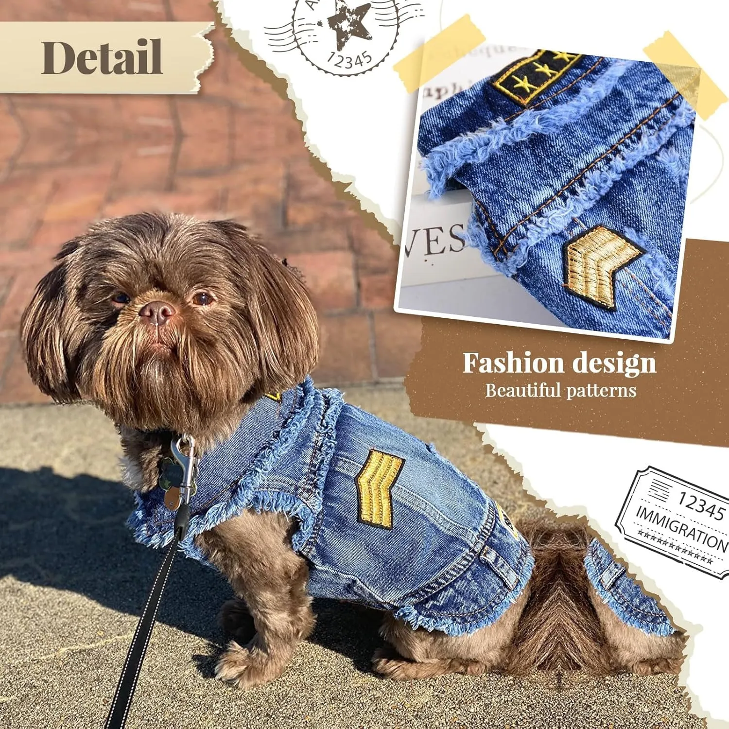 Cool Blue Dog Jean Jacket Small Pet Outfits Dog Clothes for Small Medium Dogs Cats Boys Girls Pet Vest Denim Coats Puppy Shirts Doggy Costume Clothing for Shih tzu Chihuahua Yorkie Teacup