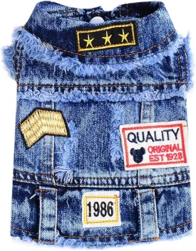 Cool Blue Dog Jean Jacket Small Pet Outfits Dog Clothes for Small Medium Dogs Cats Boys Girls Pet Vest Denim Coats Puppy Shirts Doggy Costume Clothing for Shih tzu Chihuahua Yorkie Teacup
