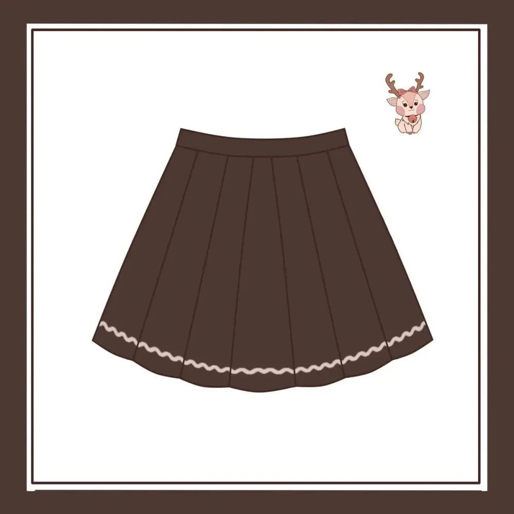 Cute Deer Academia Uniform Set - Kawaii Sailor Collar and Pleated Skirt Outfit