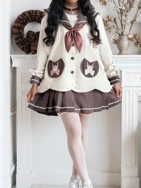 Cute Deer Academia Uniform Set - Kawaii Sailor Collar and Pleated Skirt Outfit