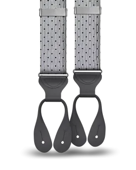 Dalton Polka Dot Silk Suspenders - Silver