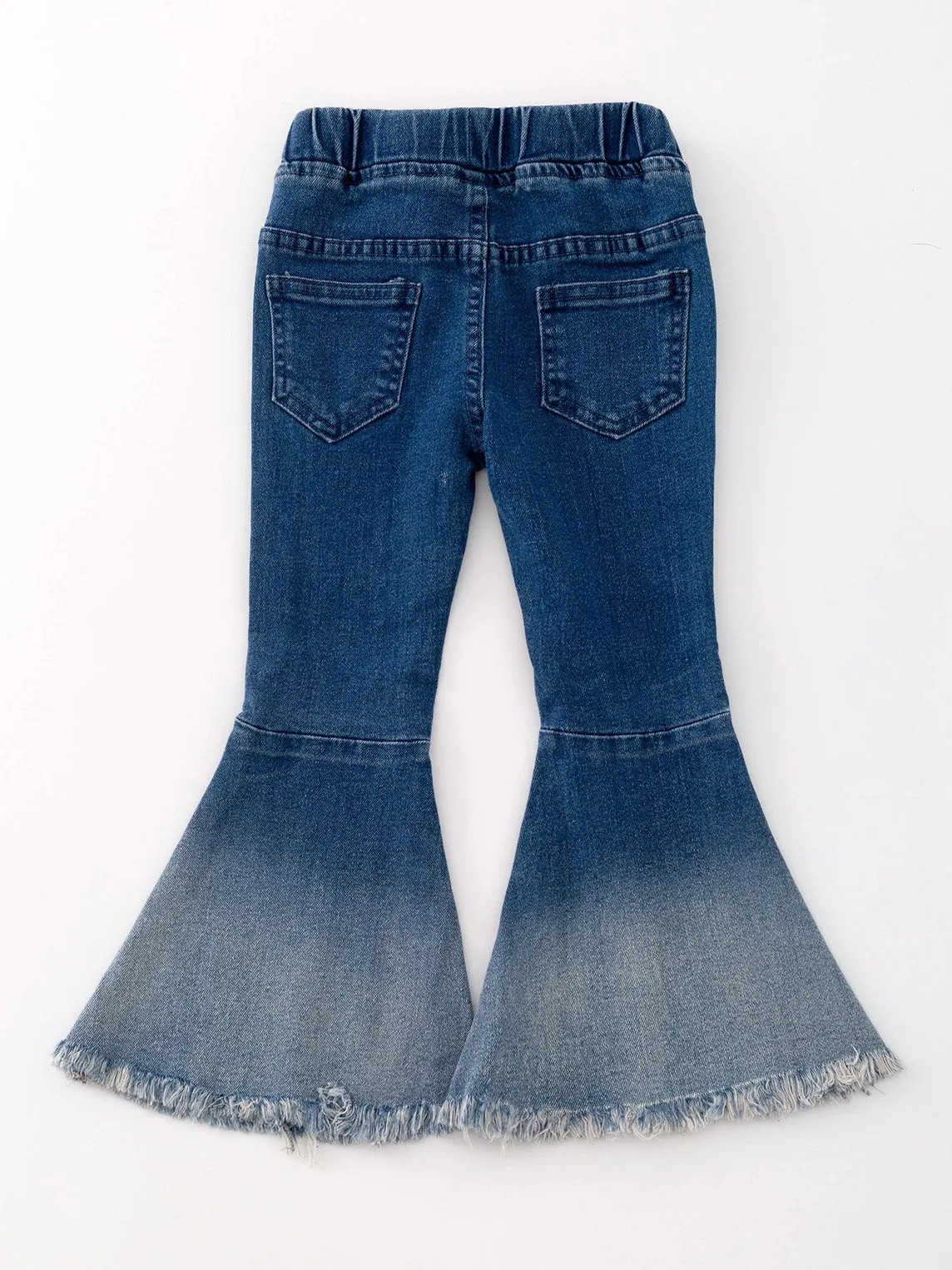 Deep Blue Spray Dyeing Tight Bell-Bottoms Denim Jeans Pants