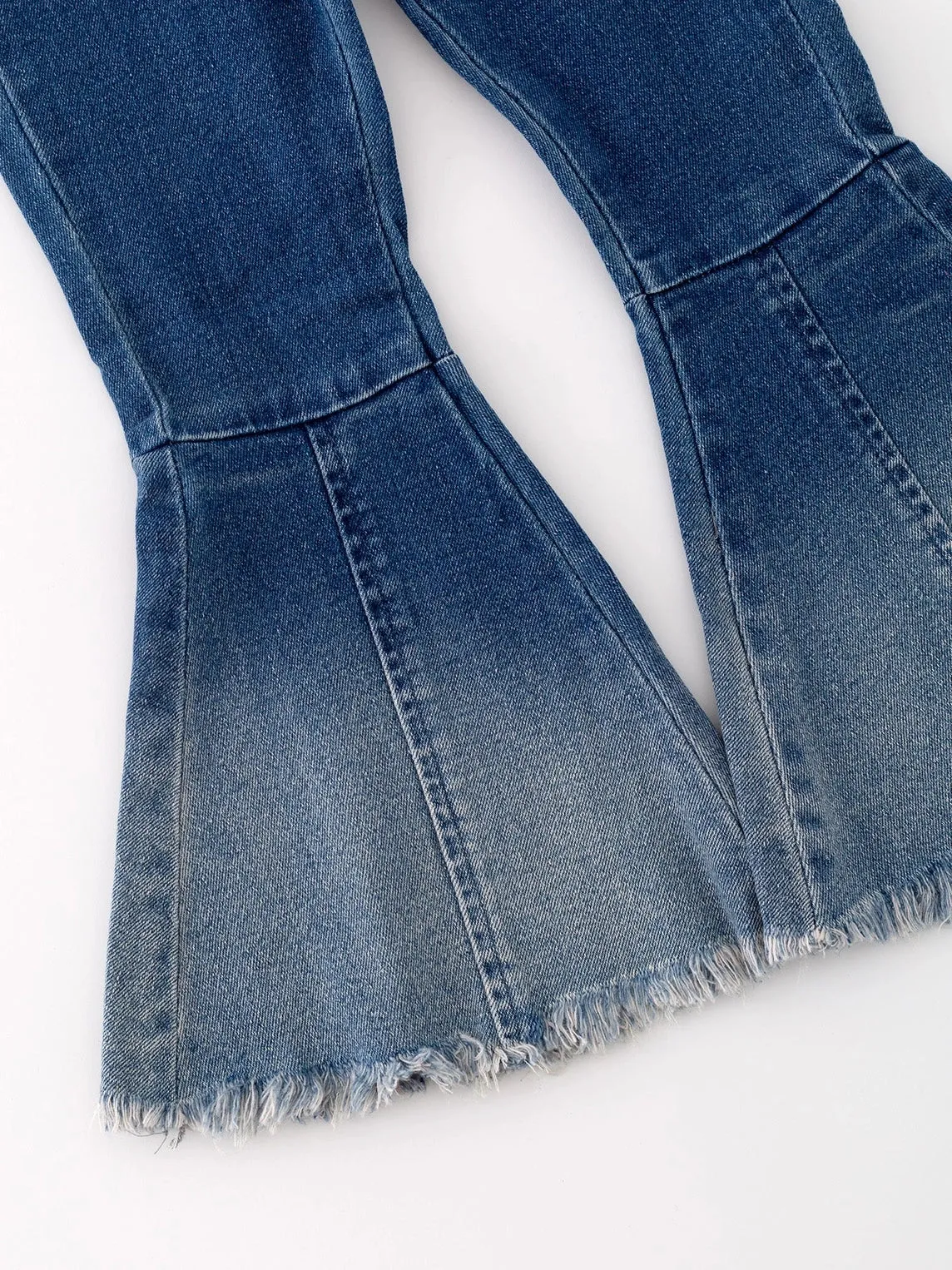 Deep Blue Spray Dyeing Tight Bell-Bottoms Denim Jeans Pants