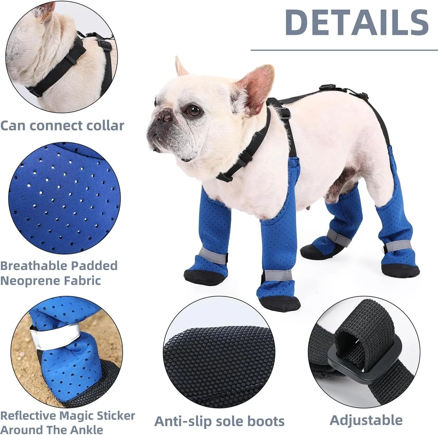 Dog Suspender Boots Paw Boot Leggings, Breathable Tall Dog Shoes with Suspenders for Hot Pavement, Anti-Slip Legging Snow Pants Boot Rubber Sole, Dirty-Proof Dog Rain Boot for Outdoor Walking Hiking,L