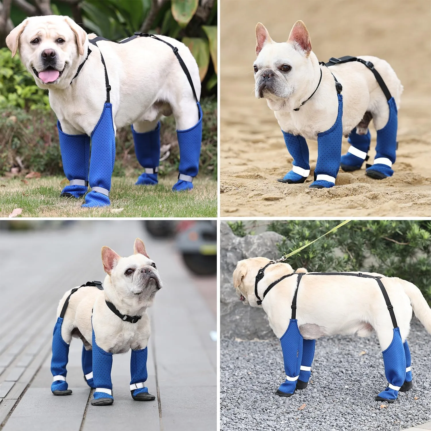 Dog Suspender Boots Paw Boot Leggings, Breathable Tall Dog Shoes with Suspenders for Hot Pavement, Anti-Slip Legging Snow Pants Boot Rubber Sole, Dirty-Proof Dog Rain Boot for Outdoor Walking Hiking,L