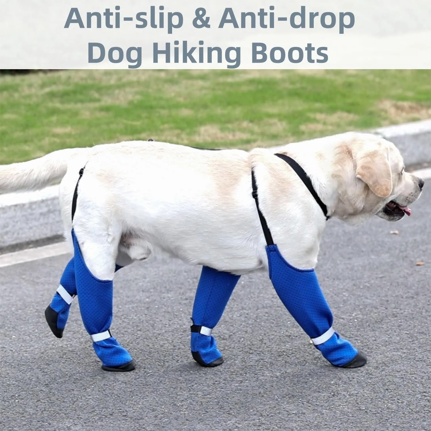 Dog Suspender Boots Paw Boot Leggings, Breathable Tall Dog Shoes with Suspenders for Hot Pavement, Anti-Slip Legging Snow Pants Boot Rubber Sole, Dirty-Proof Dog Rain Boot for Outdoor Walking Hiking,L