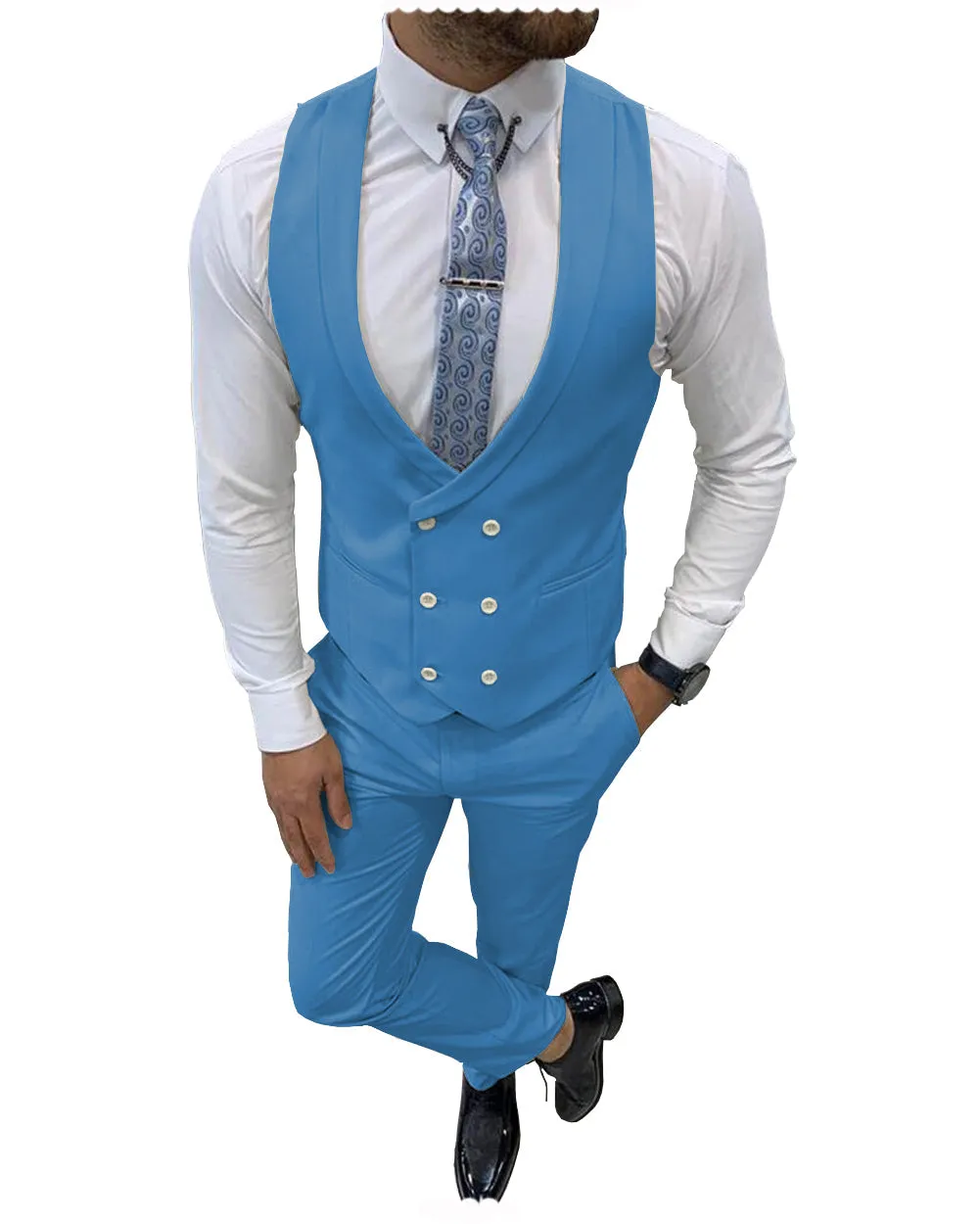 Double Breasted Formal 2 pieces Mens Suit For Wedding (Vest Pants)
