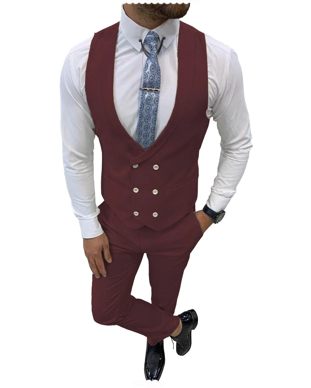 Double Breasted Formal 2 pieces Mens Suit For Wedding (Vest Pants)