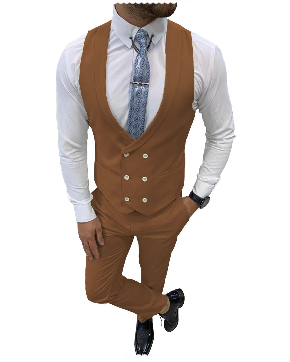 Double Breasted Formal 2 pieces Mens Suit For Wedding (Vest Pants)