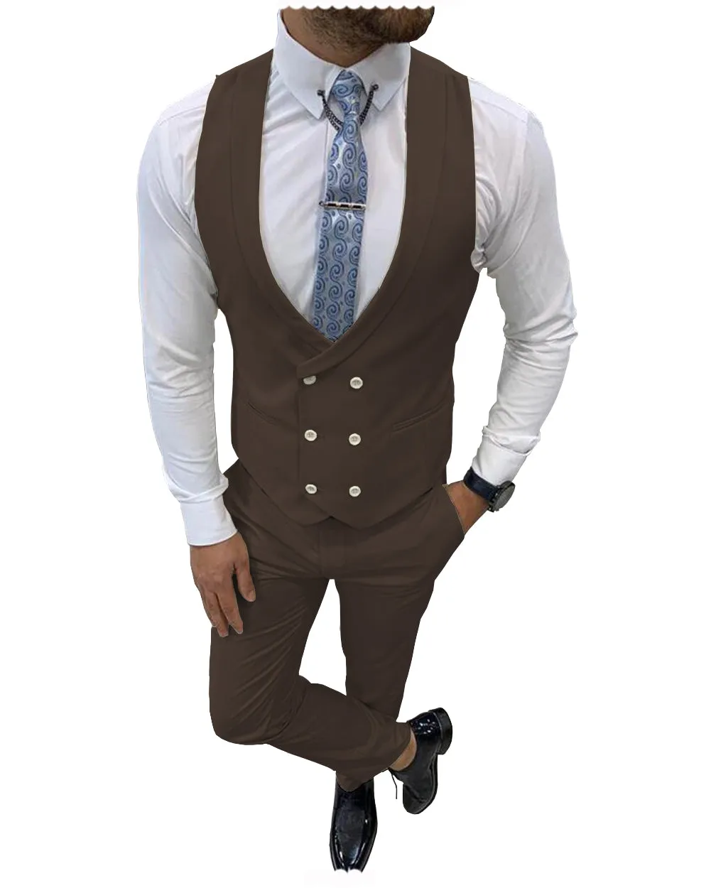 Double Breasted Formal 2 pieces Mens Suit For Wedding (Vest Pants)