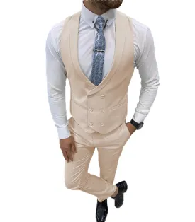 Double Breasted Formal 2 pieces Mens Suit For Wedding (Vest Pants)