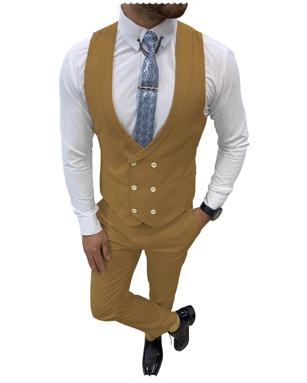 Double Breasted Formal 2 pieces Mens Suit For Wedding (Vest Pants)