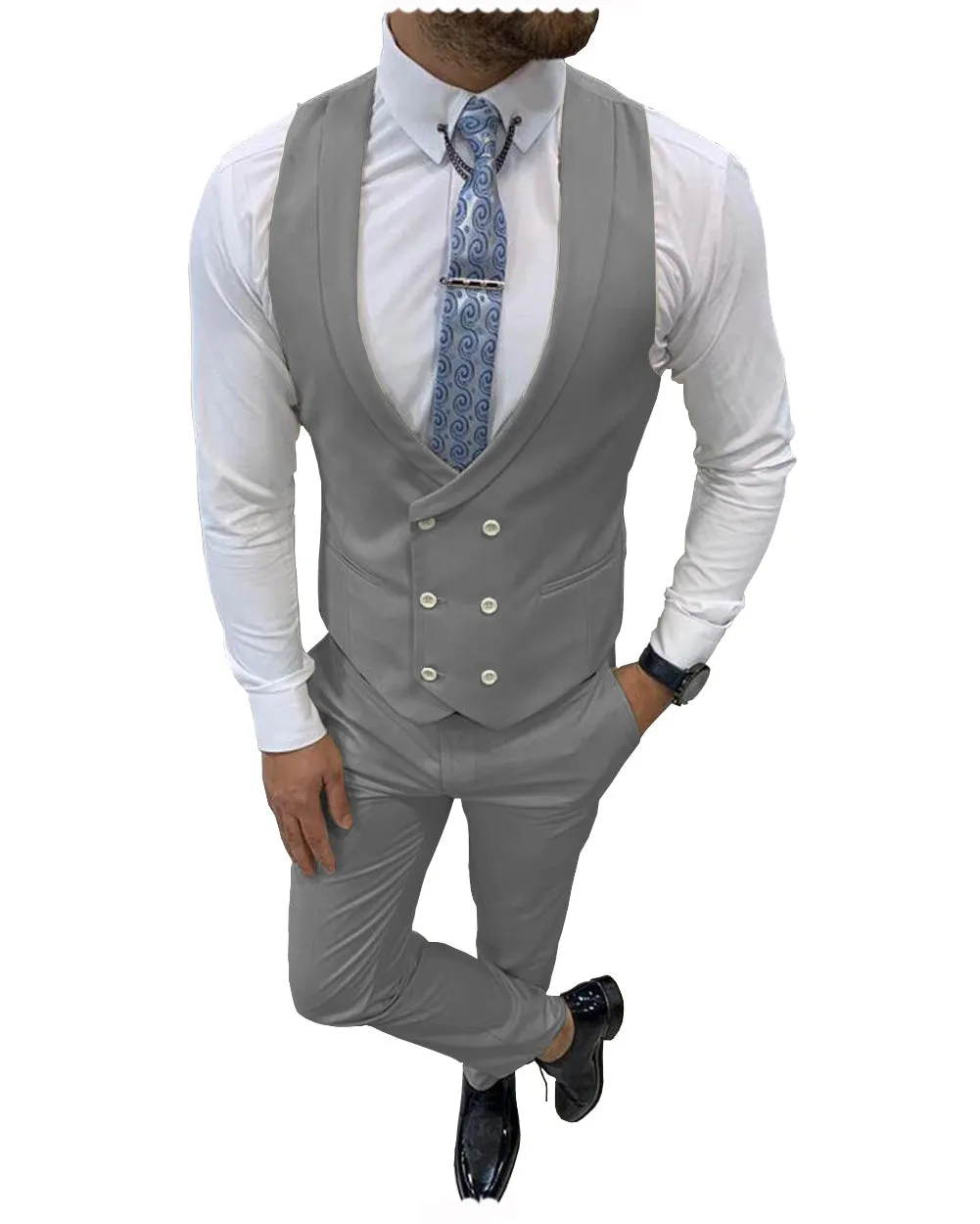 Double Breasted Formal 2 pieces Mens Suit For Wedding (Vest Pants)