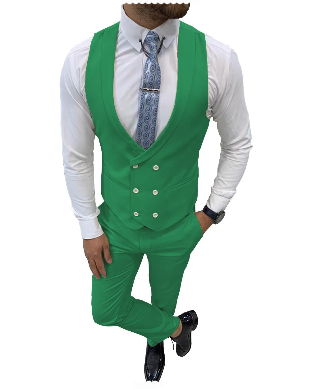 Double Breasted Formal 2 pieces Mens Suit For Wedding (Vest Pants)