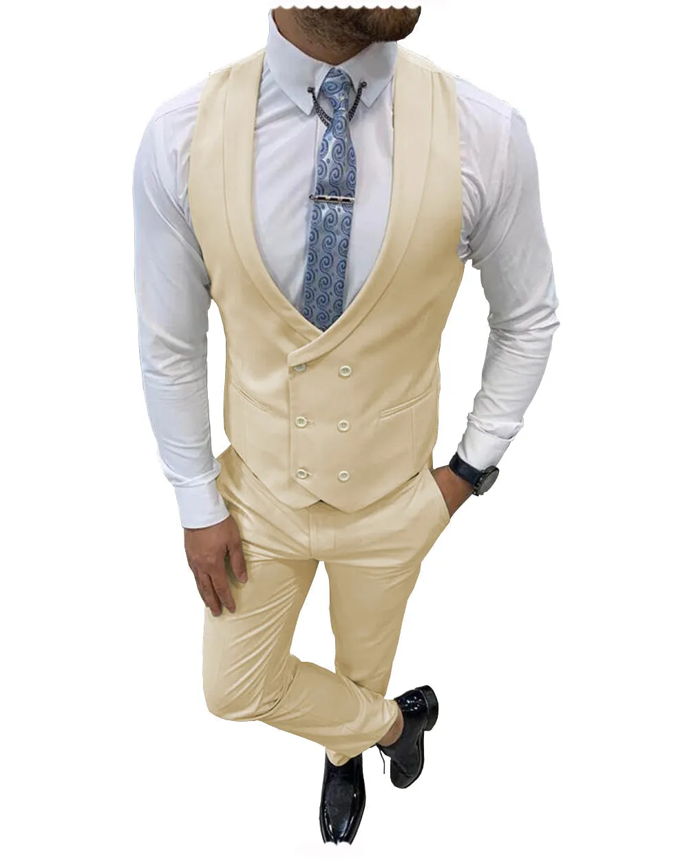 Double Breasted Formal 2 pieces Mens Suit For Wedding (Vest Pants)