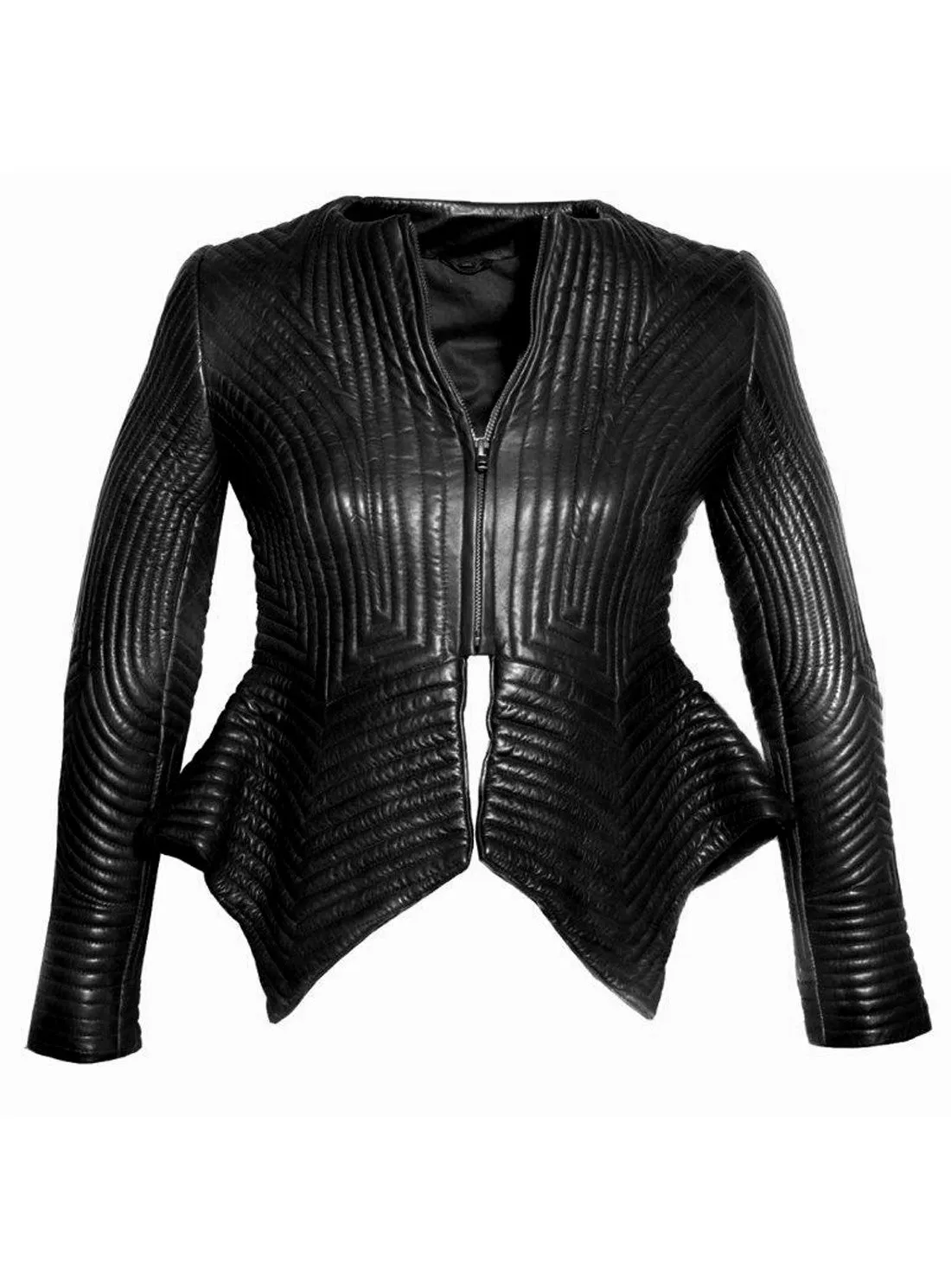 Emma Women Multi Stitch Leather Frock Jacket