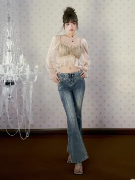 Flare Denim Casual Pants
