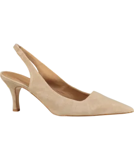 Flattered Beige Franchesca Suede Sand Sling Back Heels UK 7 EU 40 👠