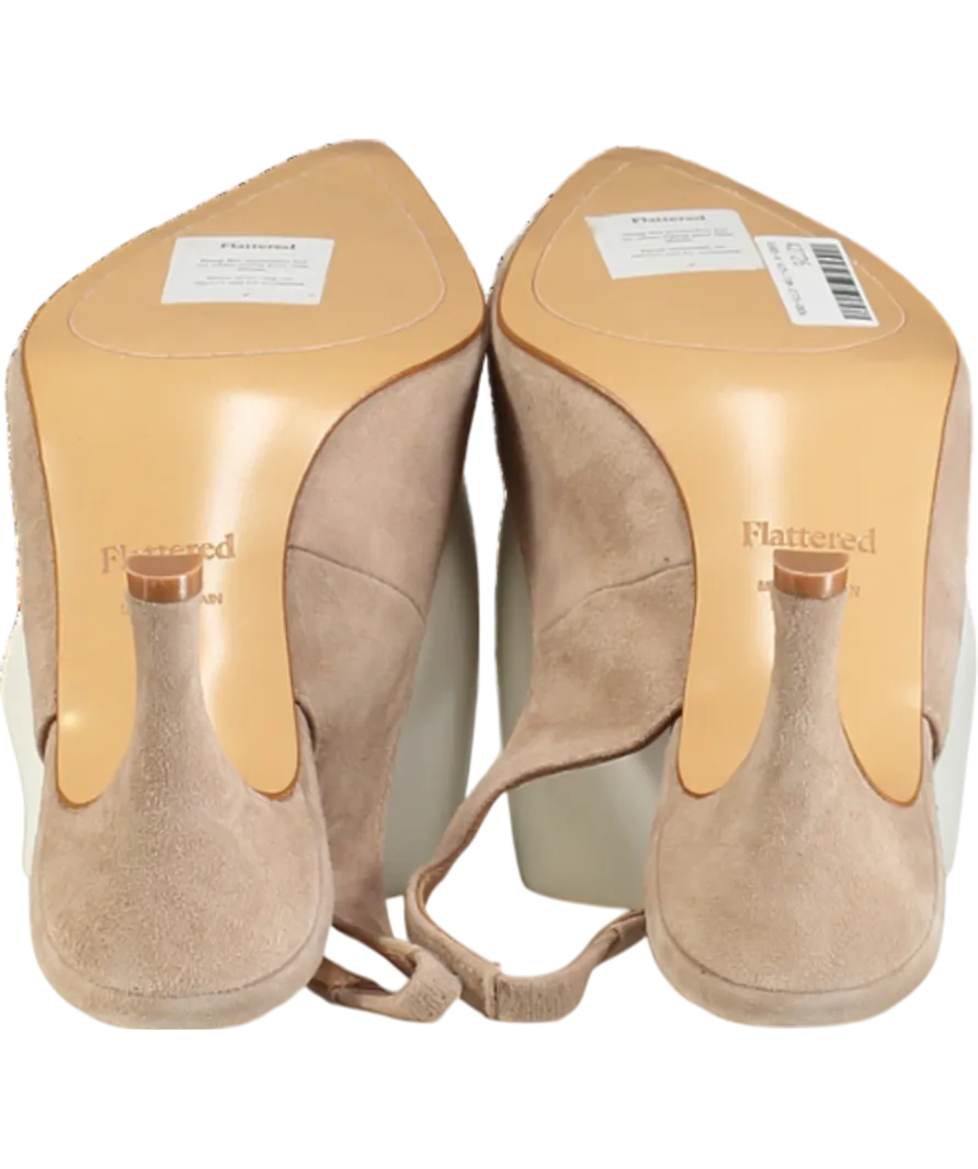 Flattered Beige Franchesca Suede Sand Sling Back Heels UK 7 EU 40 👠
