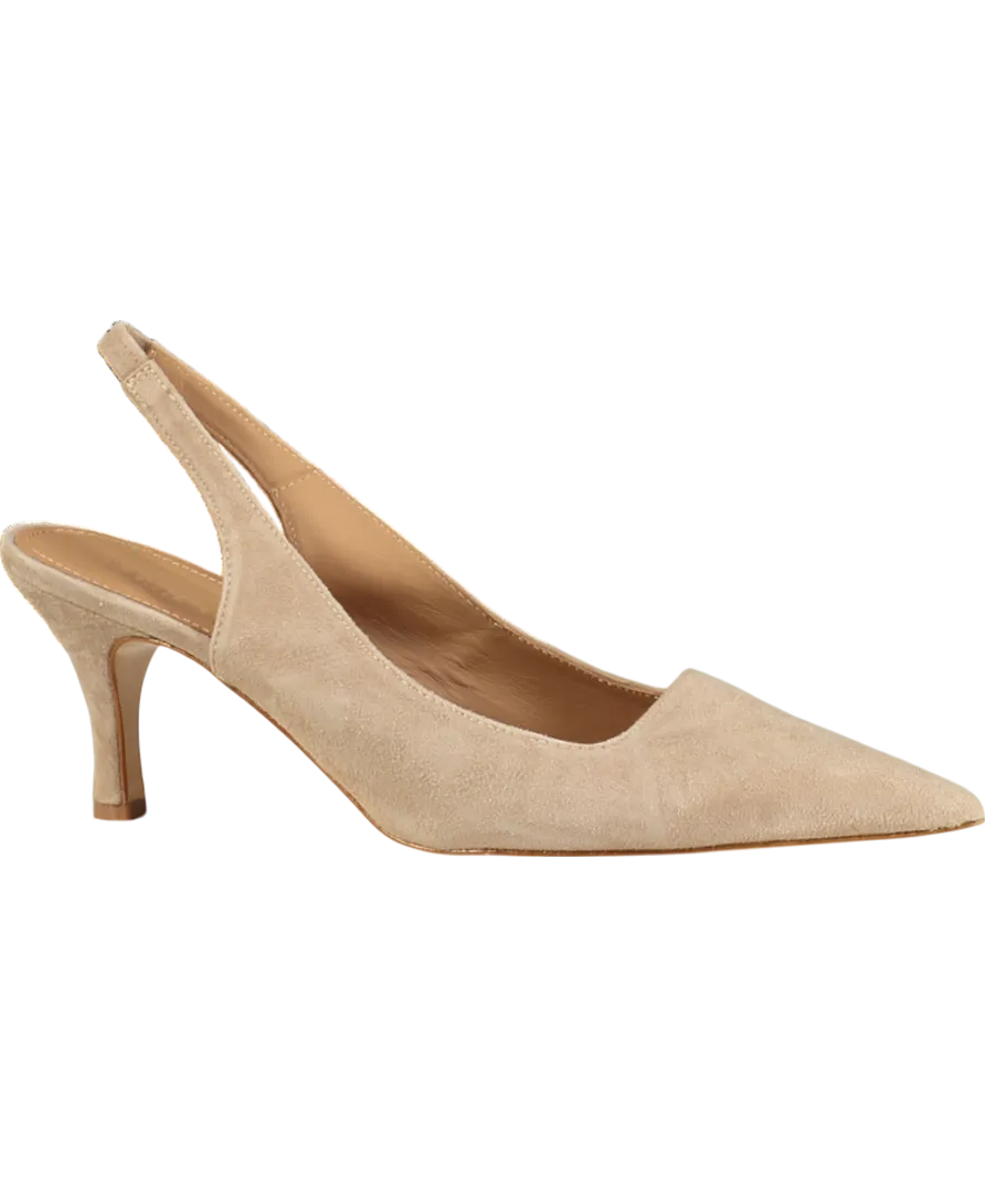 Flattered Beige Franchesca Suede Sand Sling Back Heels UK 7 EU 40 👠