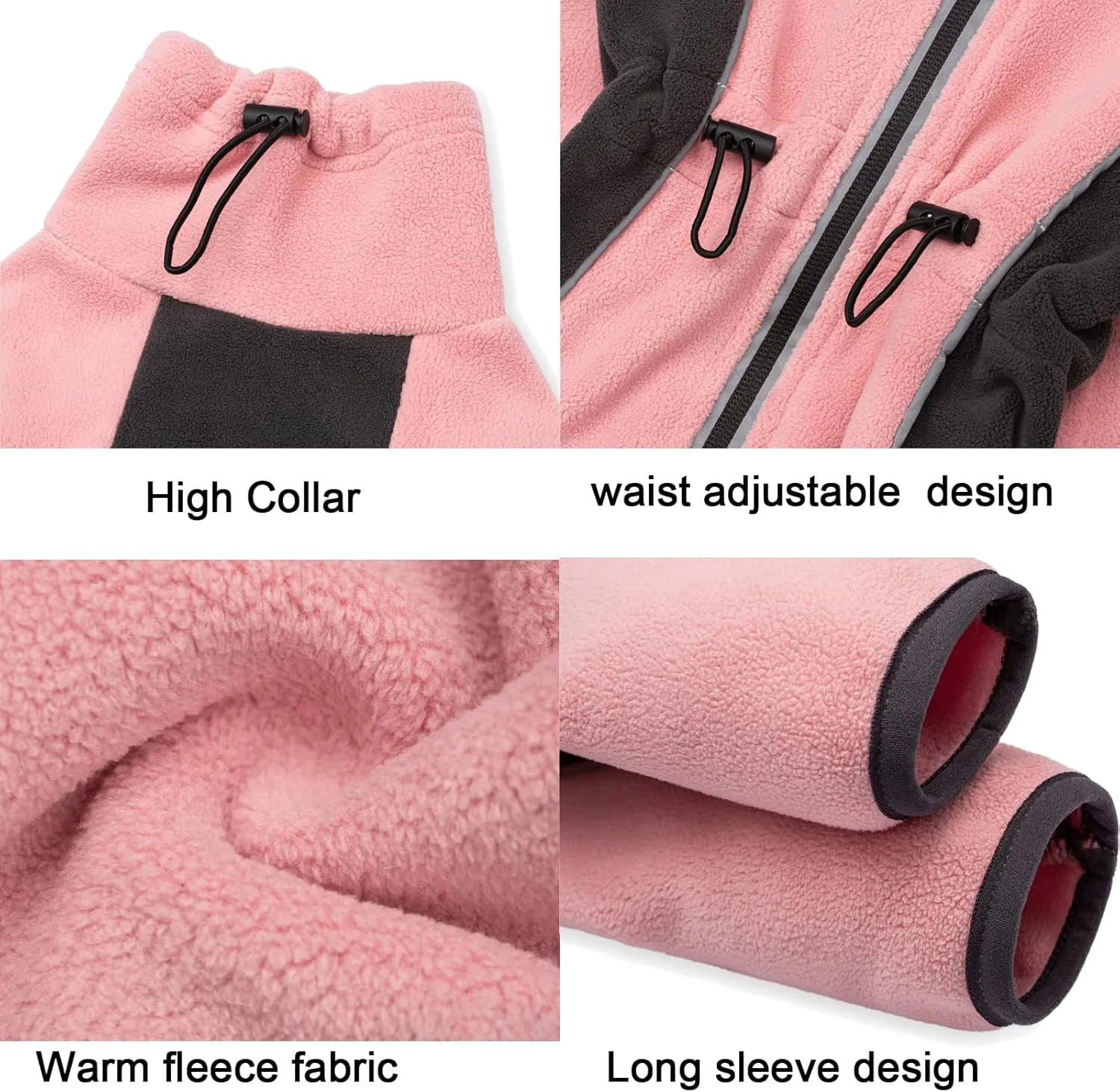 Fleece Coat for Small Medium Dogs - Pullover Pajamas Jumpsuit Bodysuit With Legs, Pet Windproof Warm Cold Weather Jacket Full Body Vest Cozy Snowsuit Apparel Outfit Clothes