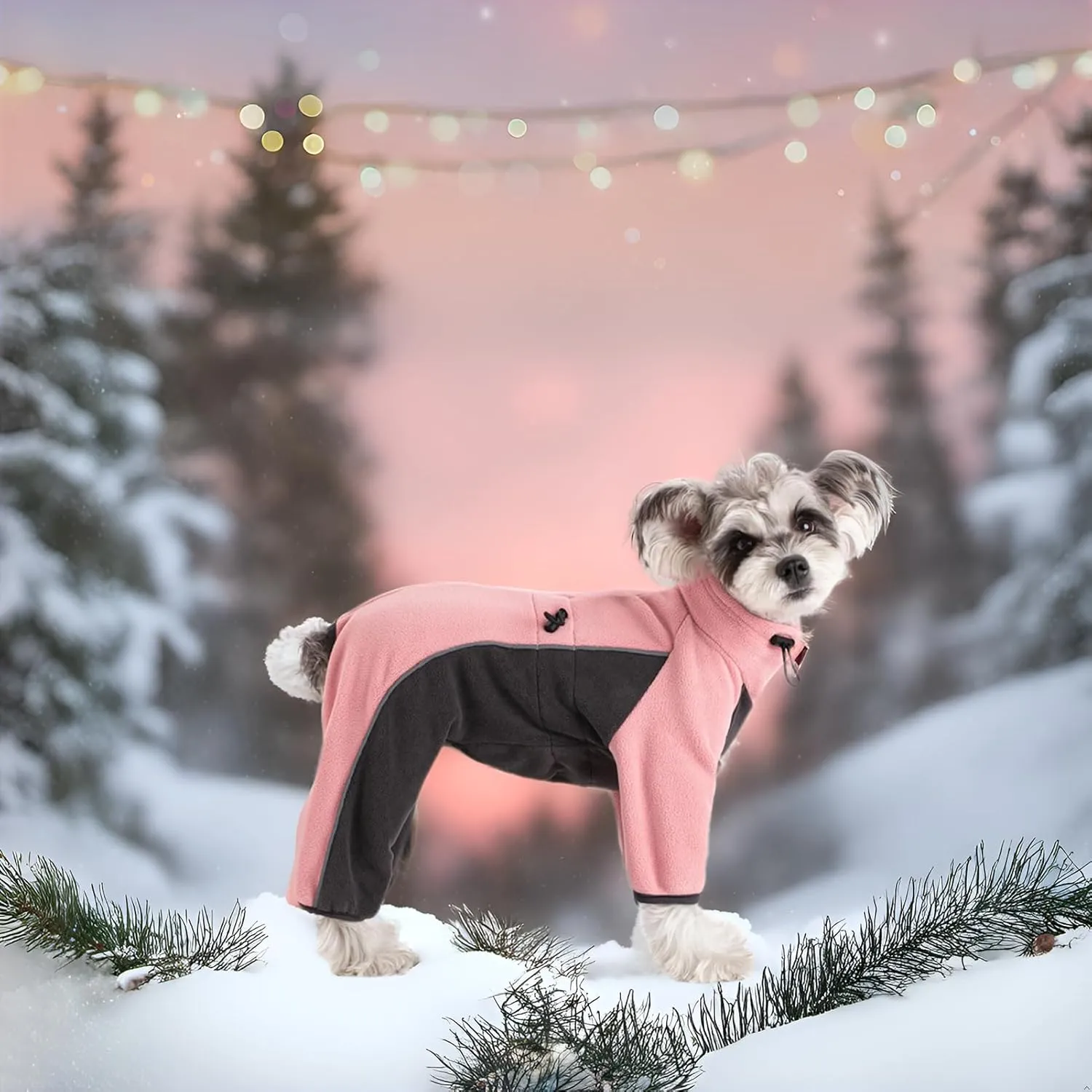 Fleece Coat for Small Medium Dogs - Pullover Pajamas Jumpsuit Bodysuit With Legs, Pet Windproof Warm Cold Weather Jacket Full Body Vest Cozy Snowsuit Apparel Outfit Clothes